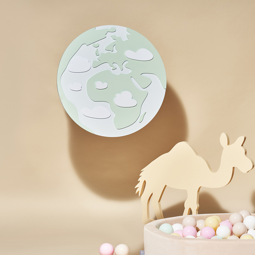 Déco murale KiddyMoon Relief 3D décoration en bois contreplaqué, terre : vert/gris, UNI