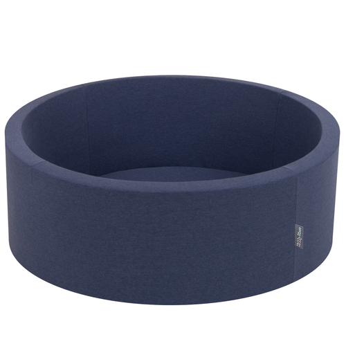 KiddyMoon Piscine à Balles ∅ 7Cm pour Bébé Rond Fabriqué En UE, bleu foncé:gris/blanc/transparent/babyblue, 90x30cm/300 balles