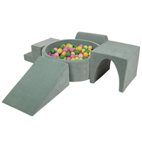 KiddyMoon Parcours Motricité En Mousse Avec Balles Enfants Favorise Créativité, Vert : vert clair/vert/jaune/rose poudré/rose, Piscine (300 Balles) + Version 3