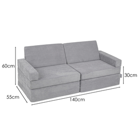 KiddyMoon Canapés Pliant pour Enfants Canapé-Lit Convertible Bébés-Canapé Lit Coucher Salle de Jeux Pliable Matelas au Sol Mini-Canapé Chaise-Lit, gris foncé, 140x55x30 cm