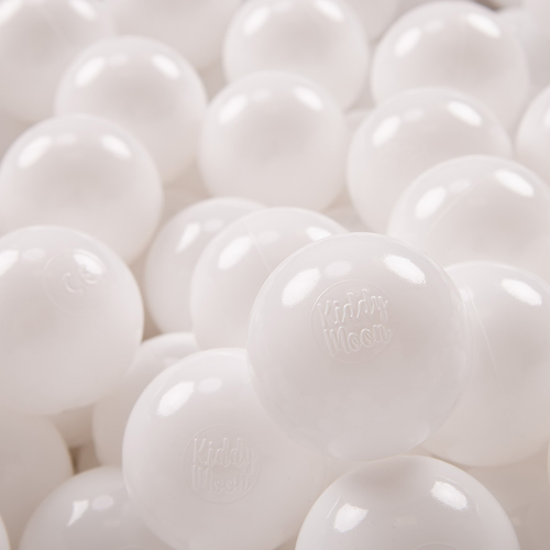 KiddyMoon Balles Colorées Plastique ∅7cm pour Piscine Enfant Bébé Fabriqué en EU, blanc, 100 Balles/7cm