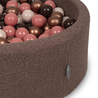 KiddyMoon Piscine à Balles Boules 7 cm pour un Remplissage plus Généreux Pour Bébés au Housse Teddy, Convient dès 8 Mois, Marron: Marron/Cuivré/Beige Pastel/Saumon