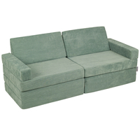 KiddyMoon Canapés Pliant pour Enfants Canapé-Lit Convertible Bébés-Canapé Lit Coucher Salle de Jeux Pliable Matelas au Sol Mini-Canapé Chaise-Lit, vert, 140x55x30 cm