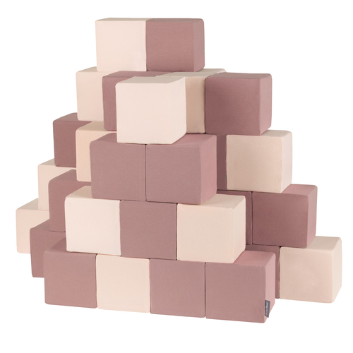 KiddyMoon Blocs Souples Jouets pour Bébé Mousse Squeeze Jouer Jouet Éducatif, cubes: bruyère/beige, 48 Pieces