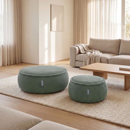 KiddyMoon pouf rond en polyester pour chambre d'enfant, vert, M
