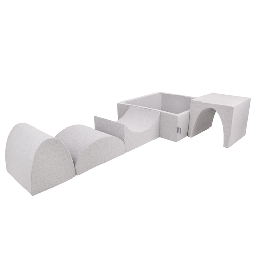 KiddyMoon Aire De Jeux en Mousse avec Carré Piscine À Balles pour Enfants, gris clair: perle/gris/transparent/babyblue/menthe, Piscine (300 Balles) + Version 1