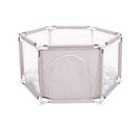 parc bébé hexagonal pliable avec balles plastiques, Gris:blanc/gris/mentha, 400 balles