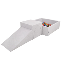 KiddyMoon Aire De Jeux en Mousse avec Carré Piscine À Balles pour Enfants, gris clair: jaune/vert/bleu/rouge/orange, Piscine (300 Balles) + Version 2