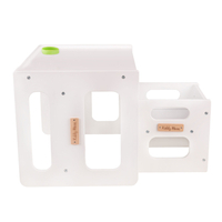 KiddyMoon Table et Chaise pour Enfants Petit Bureau, Blanc, Table: 61x44x44 cm/Chaise: 30x30x30 cm