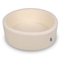 KiddyMoon Piscine à Balles Boules 7 cm pour un Remplissage plus Généreux Pour Bébés au Housse Teddy, Convient dès 8 Mois, crème, 90x30cm/SANS balles