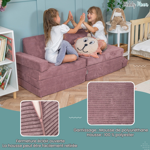 KiddyMoon Canapé Pliant pour Enfants, Canapé Convertible pour Chambre et Salle de Jeux, Matelas au Sol, Mini-Canapé, gris clair, Canapés