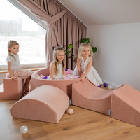 KiddyMoon Aire De Jeux En Mousse Modulable Pour Enfants Avec Housses Amovibles Résistantes Et Matériaux Doux Favorisant Imagination Et Créativité, rose des sables, Pouf