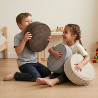 KiddyMoon Ensemble 3 Modules en Mousse pour Enfants pour Chambre D'enfant, gris clair-beige-brun, Sx3