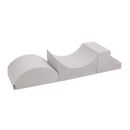 KiddyMoon Aire De Jeux en Mousse avec Carré Piscine À Balles pour Enfants, gris clair: blanc/gris/menthe, Piscine (200 Balles) + Version 6