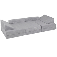 KiddyMoon Canapés Pliant pour Enfants Canapé-Lit Convertible Bébés-Canapé Lit Coucher Salle de Jeux Pliable Matelas au Sol Mini-Canapé Chaise-Lit, gris foncé, 140x55x30 cm