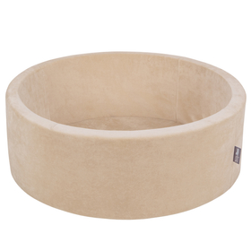 KiddyMoon Velours Piscine à Balles ∅7Cm pour Bébé Rond Fabriqué en EU, beige sableux: beige pastel/rose poudré/perle/rose foncé, 90x30cm/300 balles