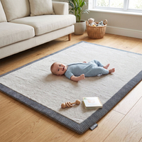 KiddyMoon Tapis de jeu doux pour enfant, antidérapant, rectangulaire, gris clair