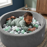KiddyMoon Piscine Bébé 90 X 30 Cm Avec 200 Balles, Piscine À Balles Pour Bébé Et Enfant, Piscine Enfant En Mousse Douce, Housse Côtelée Lavable, Gris foncé: Blanc/Gris/Menthe, 90x30cm/200 Balles