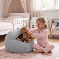 KiddyMoon pouf enfant rangement jouets zippé fonction assise polyester, gris clair, sac