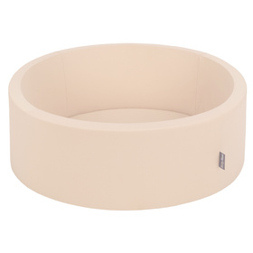 KiddyMoon Piscine à Balles ∅ 7Cm pour Bébé Rond Fabriqué En UE, beige: turquoise foncé/beige pastel/vert de gris/saumon, 90x30cm/200 balles