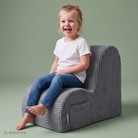 KiddyMoon fauteuil enfant à poche, housse zippée, assise confortable, gris foncé, Taille unique