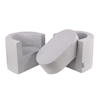 KiddyMoon Ensemble Fauteuils + Table en Mousse pour Enfants Fabriqué en UE, gris clair, Set Fauteuils + Table