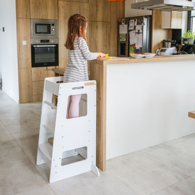 KiddyMoon Tour d’Apprentissage/d’Observation Montessori ST-003 Kitchen Helper, Blanc, 91,5x39,3x49,4