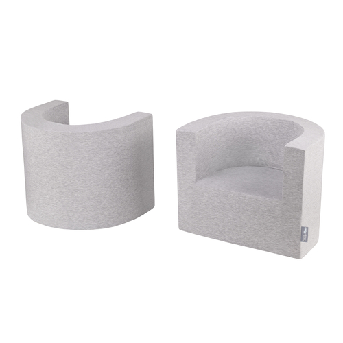 KiddyMoon Ensemble Fauteuils + Table en Mousse pour Enfants Fabriqué en UE, gris clair, Fauteuils