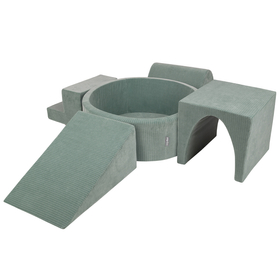 KiddyMoon Parcours Motricité En Mousse Avec Balles Enfants Favorise Créativité, Vert : vert clair/vert/jaune/rose poudré/rose, Piscine (200 Balles) + Version 3