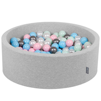 KiddyMoon Piscine à Balles ∅ 7Cm pour Bébé Rond Fabriqué En UE, gris clair:perle/r. poudré/babyblue/menthe/argent, 90x30cm/300 balles