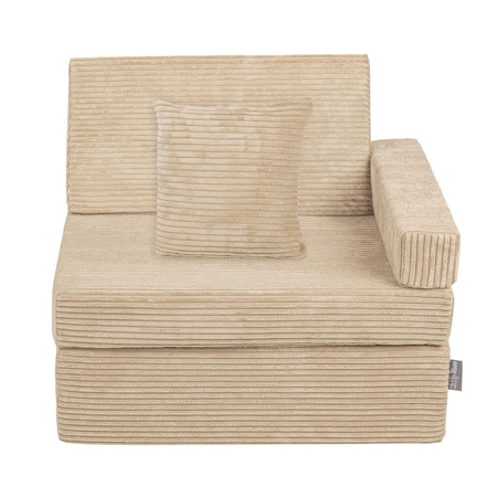 KiddyMoon Fauteuil Enfant Convertible en Mousse, Fauteuil pour Enfants Chaise pour Chambre d'Enfants Matelas Pliable Matelas Fauteuil Relax Fauteuil Douillet, beige, Fauteuil avec Oreiller