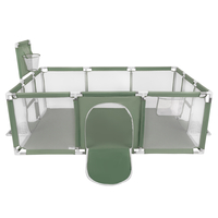 Parc Bébé avec Balles Plastiques Aire De Jeu Pliable Basket Football, vert : turquoise foncé/beige pastel/perle, 200 balles