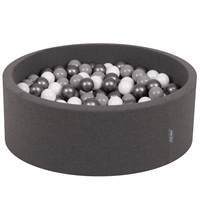 KiddyMoon Piscine à Balles ∅ 7Cm pour Bébé Rond Fabriqué En UE, gris foncé:blanc/gris/argenté, 90x30cm/300 Balles