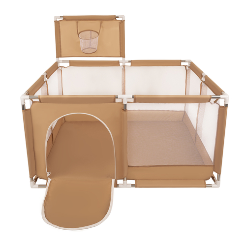 parc bébé avec balles plastiques aire de jeu pliable basket, beige : beige pastel/saumon/blanc, 200 balles