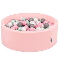 KiddyMoon Piscine à Balles ∅ 7Cm pour Bébé Rond Fabriqué En UE, rose:blanc/gris/menthe/rose poudre, 90x30cm/300 balles
