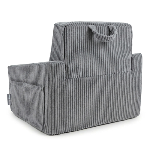KiddyMoon Fauteuil Pliable pour Enfant en Mousse Canapé Convertible 2 en 1, gris foncé, UNI
