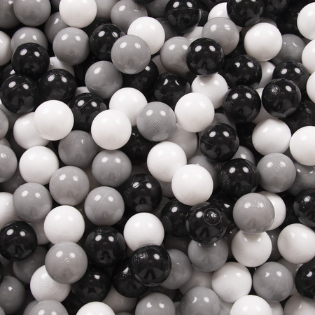 KiddyMoon Balles Colorées Plastique ∅7cm pour Piscine Enfant Bébé Fabriqué en EU, blanc/noir/gris, 100 Balles/7cm
