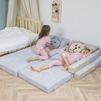 KiddyMoon Matelas Enfant Pliable en Mousse Matelas Pouf pour Tout-Petits, Chambre d'Enfant, gris clair, Matelas avec Oreiller