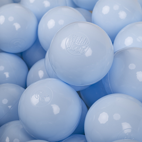 KiddyMoon Balles Colorées Plastique ∅7cm pour Piscine Enfant Bébé Fabriqué en EU, bleu pastel, 100 Balles/7cm