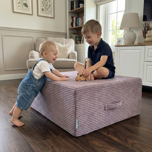KiddyMoon Coussin Sauteur Enfant Mini Trampoline Interieur Rembourrage A Ressorts Housse Amovible En Tissu Cotele Deux Poignees Des 3 Ans, Violet, Mini Trampoline