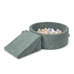 KiddyMoon Aire de jeu ANAFI en polyester avec module de motricité, Vert : bleu pastel/jaune pastel/blanc/menthe/rose poudré, basen 100/klin F