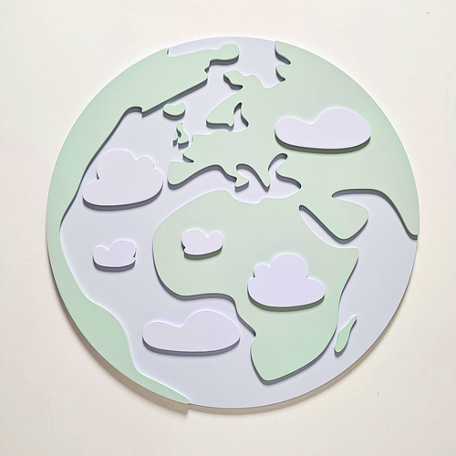 Déco murale KiddyMoon Relief 3D décoration en bois contreplaqué, terre : vert/gris, UNI