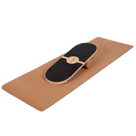 Balance Board de Bois pour Adultes et Enfants Coordination Planche D'équilibre Physiothérapie Skateboard Thérapeutique Sport Fitness Crossfit Yoga - Disponibles avec Tapis ou sans Tapis, naturel, 80x30cm + tapis