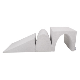 KiddyMoon Aire De Jeux en Mousse avec Rond Piscine à Balles pour Enfants, gris clair: blanc/gris/rose poudré, Piscine (300 Balles) + Version 2