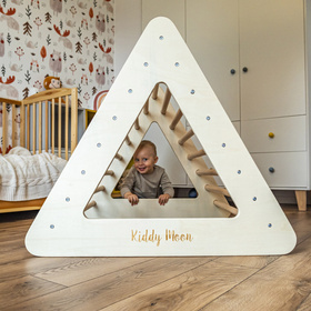 KiddyMoon Échelle Gymnastique Triangle D'escalade Triangle Pikler pour Enfants, naturel, 90,7x80x90 cm