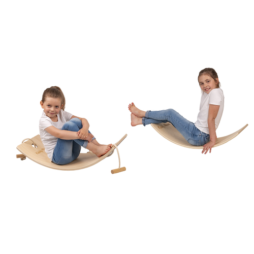 KiddyMoon Planche D'équilibre Corde pour Enfants Planche À Balancer BB-004, naturalny, planche