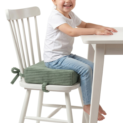 KiddyMoon Coussin Rehausseur De Chaise Enfant, Assise Rehaussée 10 Cm Avec Housse Lavable Et Liens d’Attache, vert, 33x33x10