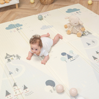 KiddyMoon Tapis de Jeu pour Enfant Bébé Tapis Mousse Tapis de Sol Tapis d'éveilBebe Reversible Stimulation De L'Imagination Pliable Pour L'Intérieur Et L'Extérieur, gris-montagnes, 180x200x1,5cm