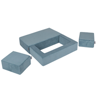 KiddyMoon Canapé en Mousse pour Enfants avec Deux Poufs Pour chambre d'enfant Léger Confortable Polyvalent Housse Amovible Design Moderne Parfait pour Jouer, bleu, Canapé/Pouf