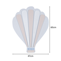 Déco murale KiddyMoon Relief 3D décoration en bois contreplaqué, montgolfière : bleu/gris, UNI